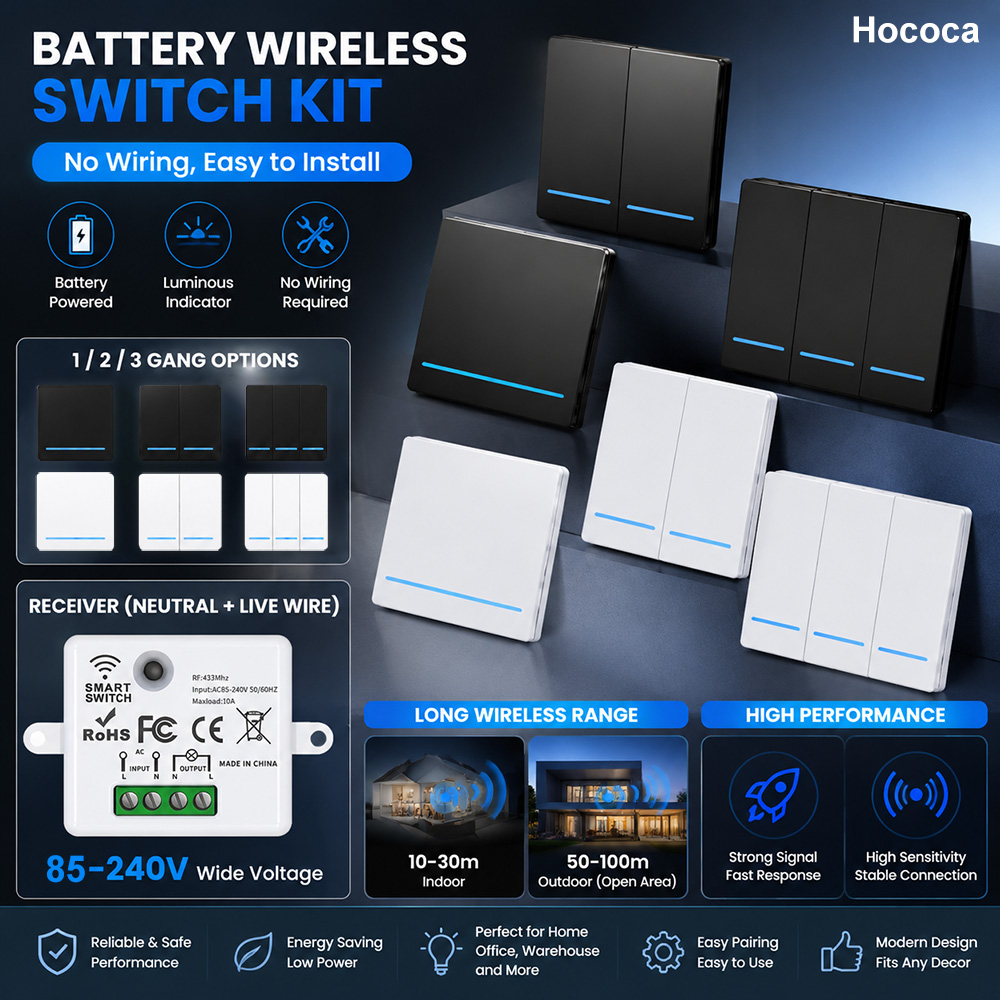 Power Bank Wireless - Hococa CR2032 Battery Wireless Switch 1/2/3