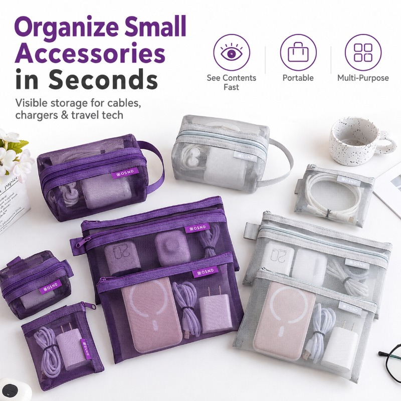 6PCS Portable Mesh Tech Access - огляд і ціна Tech Woven Accessories