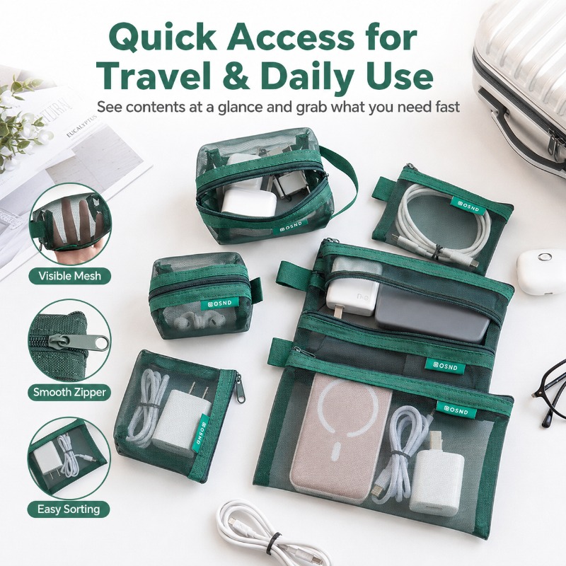6PCS Portable Mesh Tech Access - огляд і ціна Tech Woven Accessories